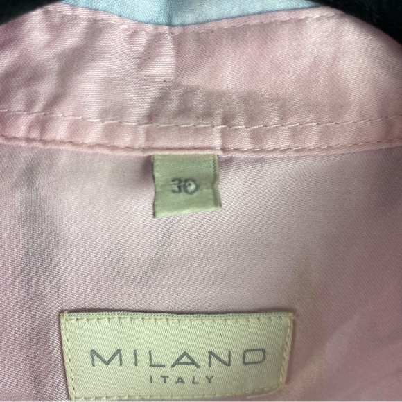 MILANO Italy Light Blue Pink Umbrella Button Down Cotton Shirt Small 38EU - Picture 6 of 13